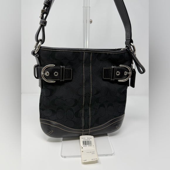 Coach Black Women's Monogram and Leather Small Hobo Bag - Picture 9 of 10